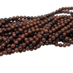 Hel streng 6 mm Obsidian mahogni perler